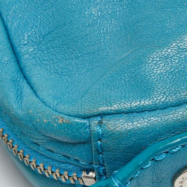 Pre Owned Marc by Marc Jacobs Turquoise Blue Leather Crossbody Bag