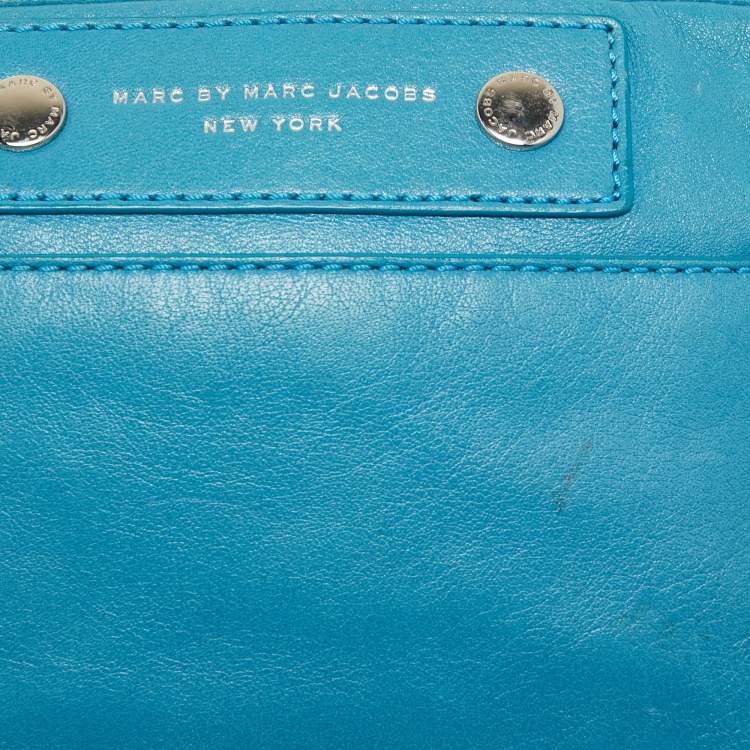 Pre Owned Marc by Marc Jacobs Turquoise Blue Leather Crossbody Bag