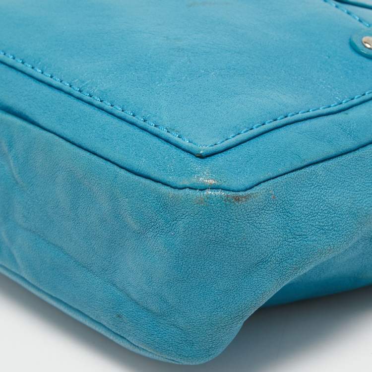 Pre Owned Marc by Marc Jacobs Turquoise Blue Leather Crossbody Bag