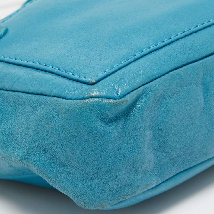 Pre Owned Marc by Marc Jacobs Turquoise Blue Leather Crossbody Bag