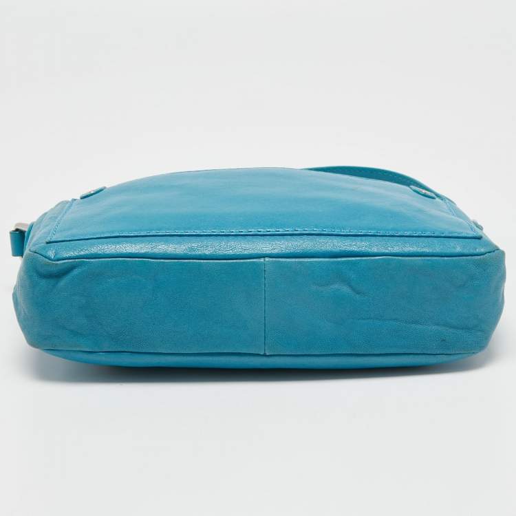 Pre Owned Marc by Marc Jacobs Turquoise Blue Leather Crossbody Bag