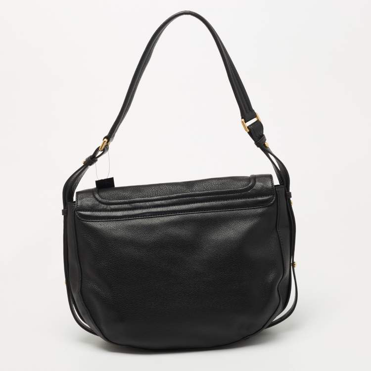 Pre Owned Marc by Marc Jacobs Black Leather Flap Hobo
