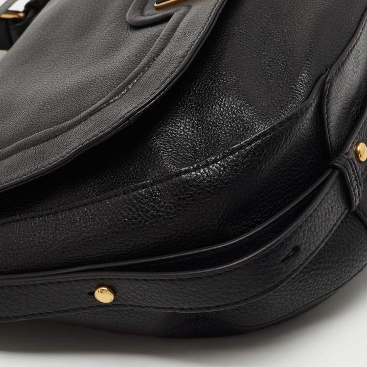 Pre Owned Marc by Marc Jacobs Black Leather Flap Hobo