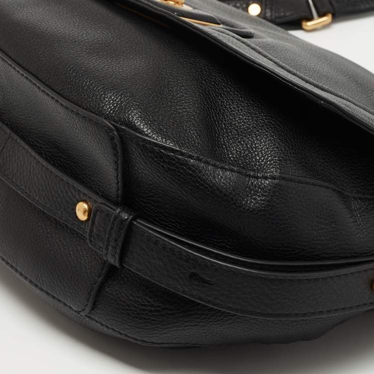 Pre Owned Marc by Marc Jacobs Black Leather Flap Hobo