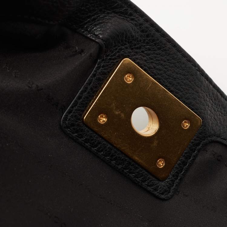 Pre Owned Marc by Marc Jacobs Black Leather Flap Hobo