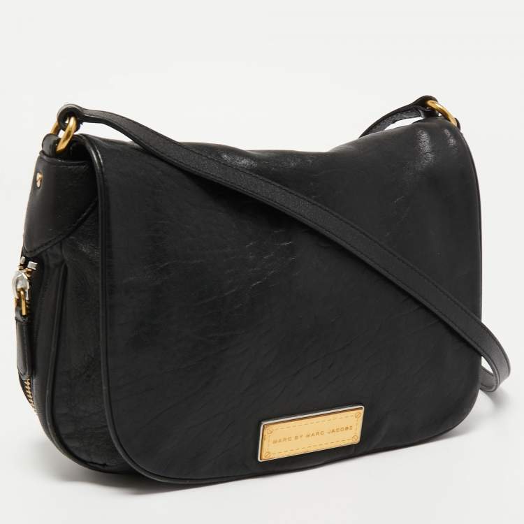 Pre Owned Marc by Marc Jacobs Black Leather Flap Shoulder Bag
