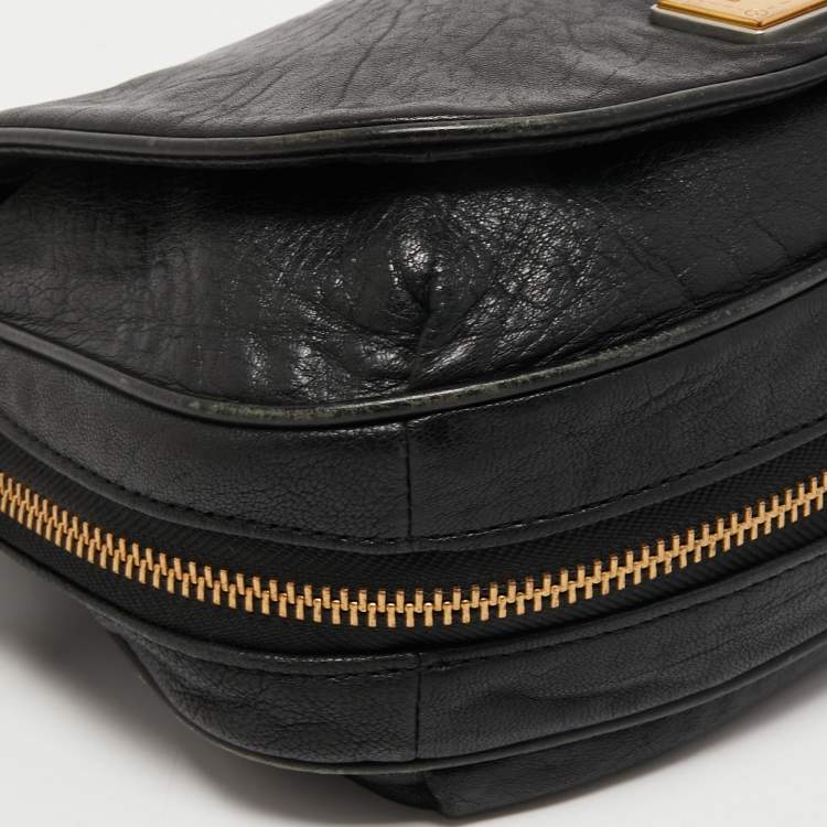 Pre Owned Marc by Marc Jacobs Black Leather Flap Shoulder Bag