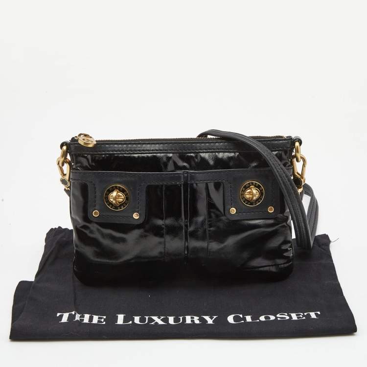 Pre Owned Marc by Marc Jacobs Black Coated Fabric Totally Turnlock Percy Crossbody Bag