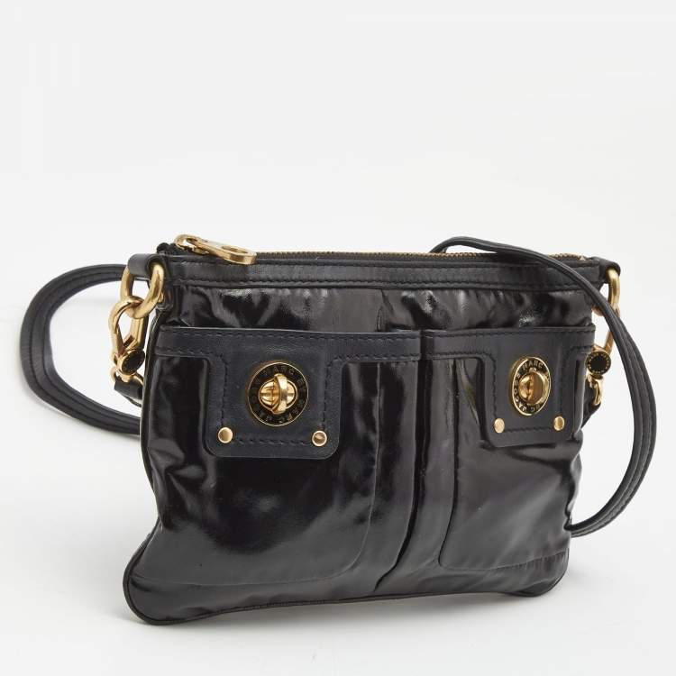 Pre Owned Marc by Marc Jacobs Black Coated Fabric Totally Turnlock Percy Crossbody Bag
