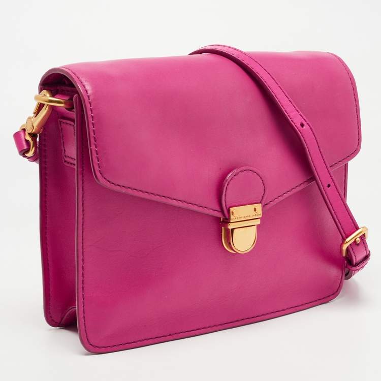Pre Owned Marc by Marc Jacobs Fuchsia Leather Top Chicret Flap Bag