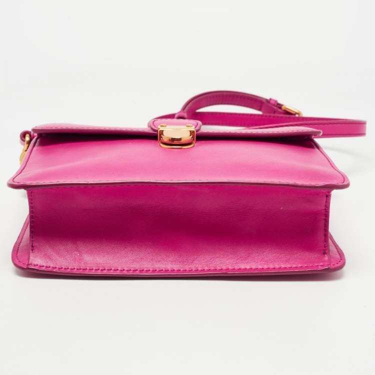 Pre Owned Marc by Marc Jacobs Fuchsia Leather Top Chicret Flap Bag