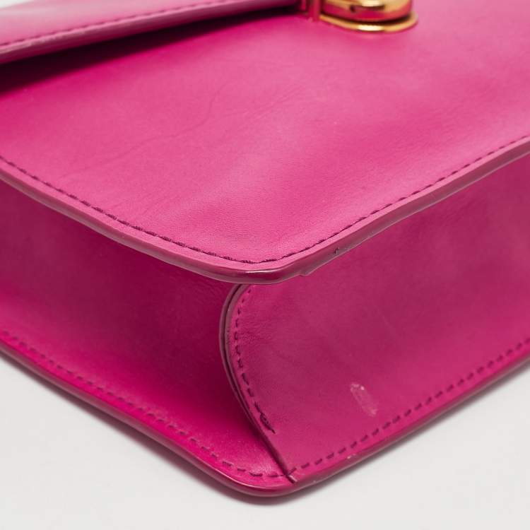 Pre Owned Marc by Marc Jacobs Fuchsia Leather Top Chicret Flap Bag