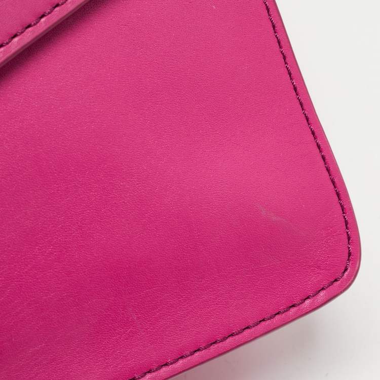 Pre Owned Marc by Marc Jacobs Fuchsia Leather Top Chicret Flap Bag