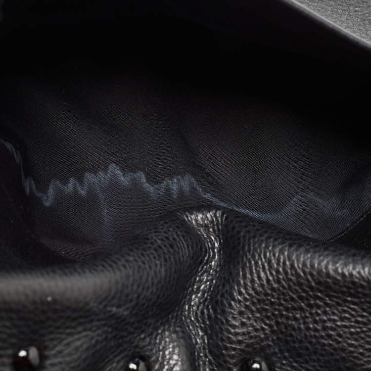 Pre Owned Marc by Marc Jacobs Black Leather Studded Fold Over Clutch