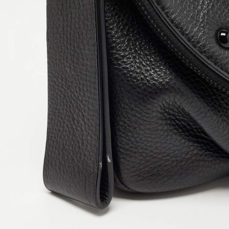 Pre Owned Marc by Marc Jacobs Black Leather Studded Fold Over Clutch