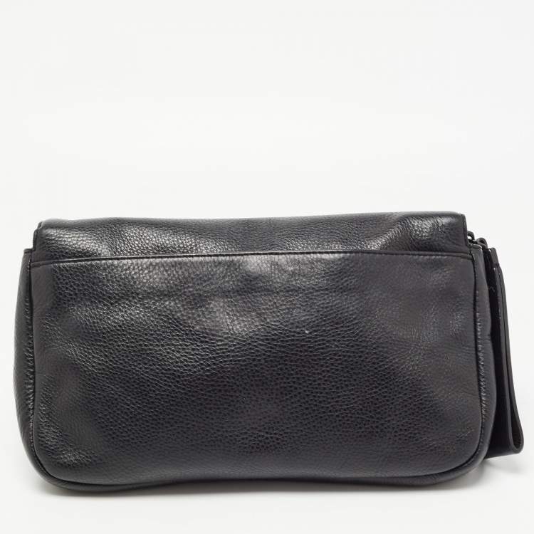 Pre Owned Marc by Marc Jacobs Black Leather Studded Fold Over Clutch