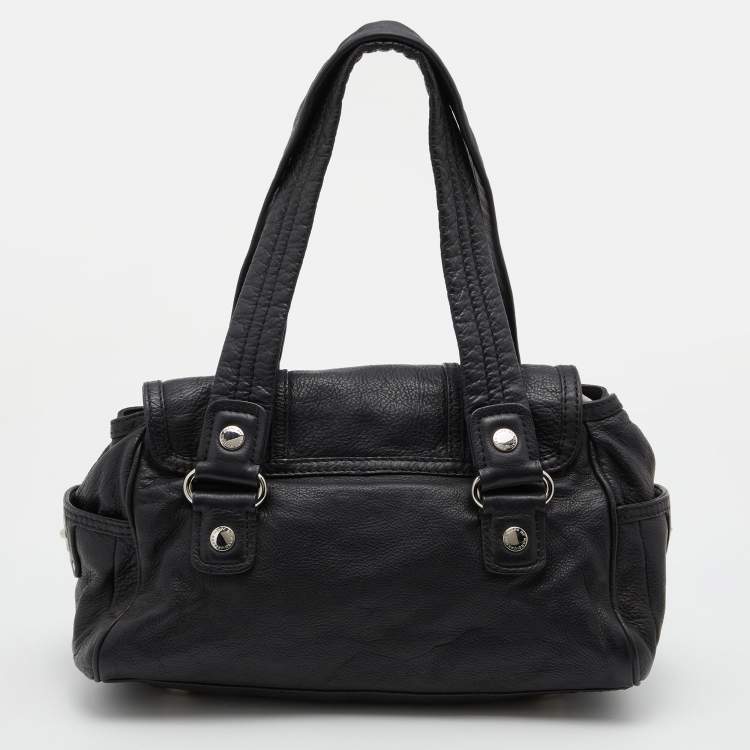 Pre Owned Marc by Marc Jacobs Black Leather Totally Turnlock Benny Satchel