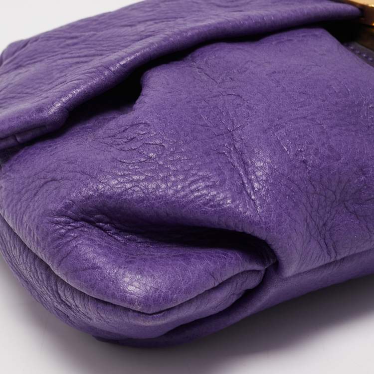 Pre Owned Marc by Marc Jacobs Purple Embossed Leather Clutch