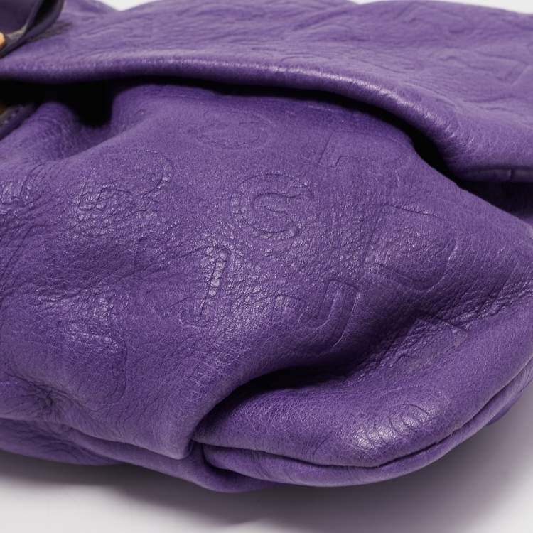 Pre Owned Marc by Marc Jacobs Purple Embossed Leather Clutch
