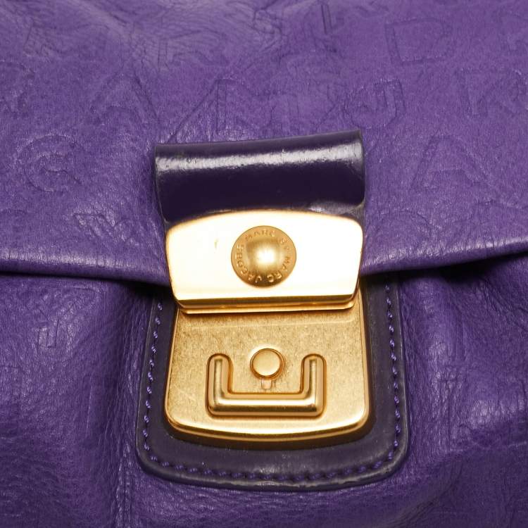 Pre Owned Marc by Marc Jacobs Purple Embossed Leather Clutch