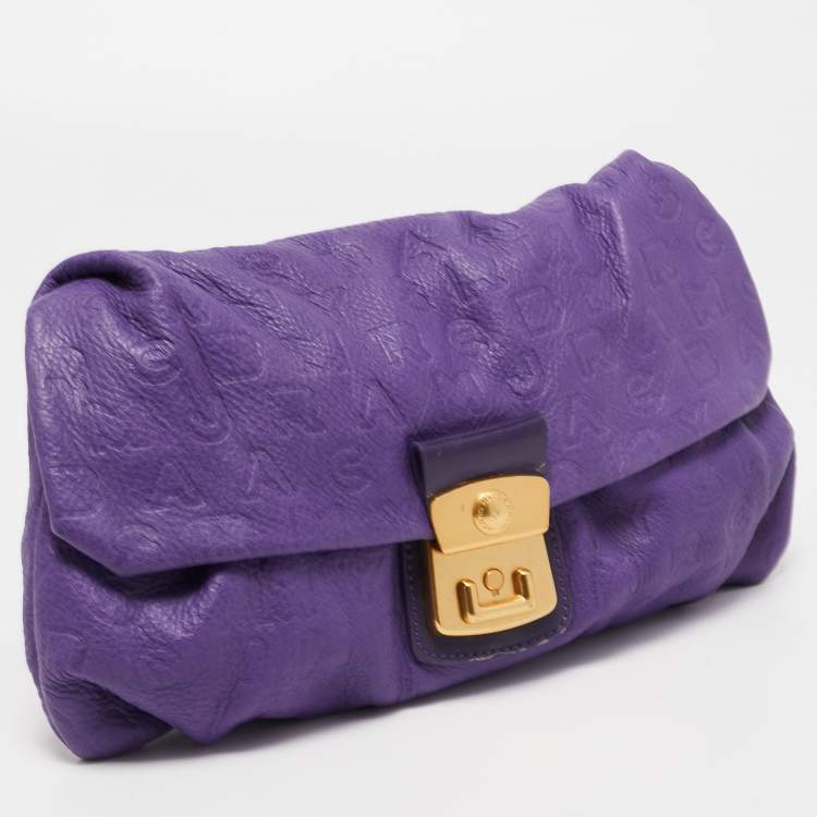 Pre Owned Marc by Marc Jacobs Purple Embossed Leather Clutch