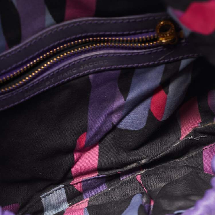 Pre Owned Marc by Marc Jacobs Purple Embossed Leather Clutch