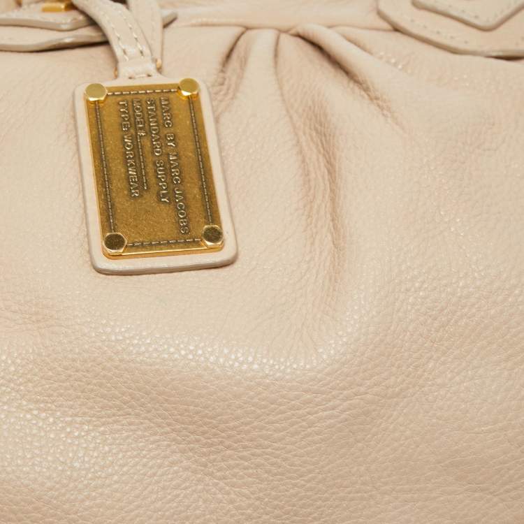 Pre Owned Marc by Marc Jacobs Beige Leather Classic Q Baby Groovee Satchel