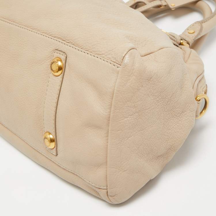 Pre Owned Marc by Marc Jacobs Beige Leather Classic Q Baby Groovee Satchel