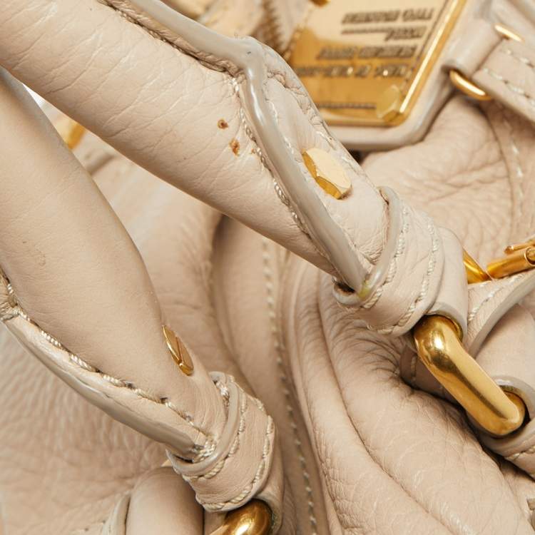 Pre Owned Marc by Marc Jacobs Beige Leather Classic Q Baby Groovee Satchel