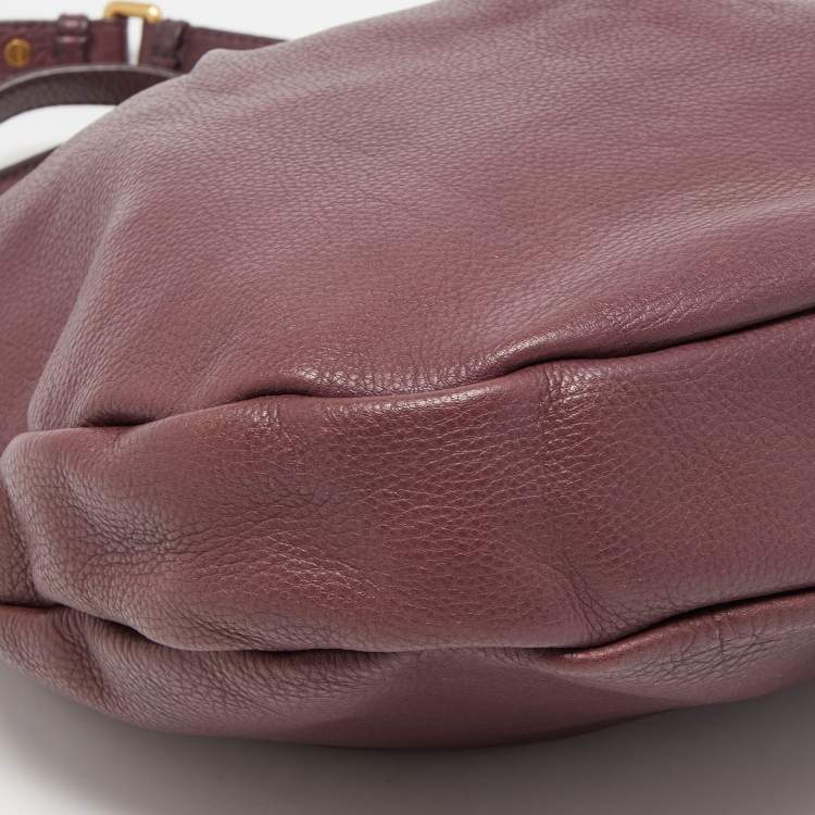 Pre Owned Marc by Marc Jacobs Prune Leather Classic Q Hillier Hobo