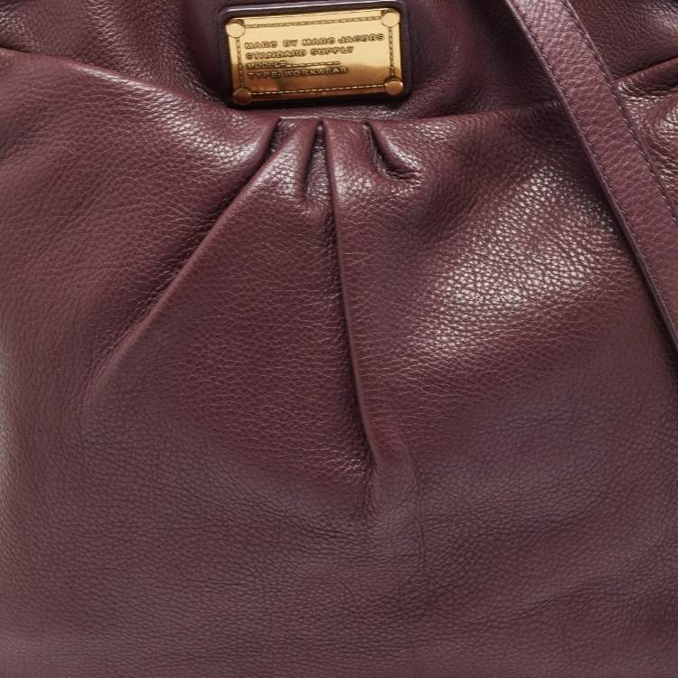 Pre Owned Marc by Marc Jacobs Prune Leather Classic Q Hillier Hobo