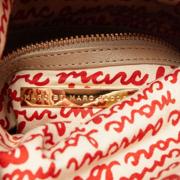 Pre Owned Marc by Marc Jacobs Beige Leather Foldable Top Handle Bag