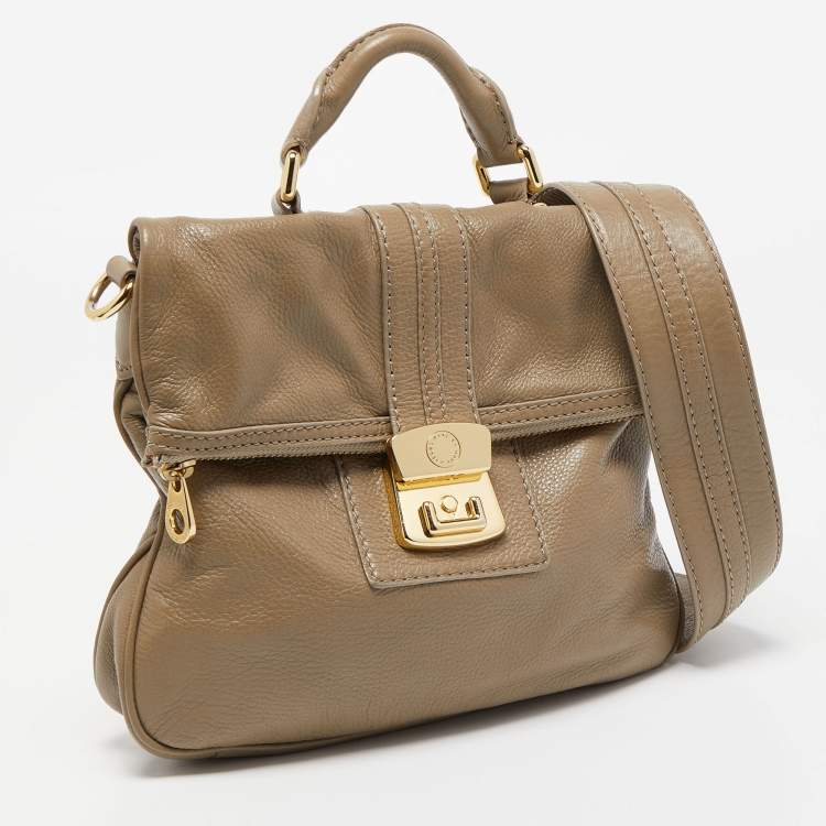 Pre Owned Marc by Marc Jacobs Beige Leather Foldable Top Handle Bag
