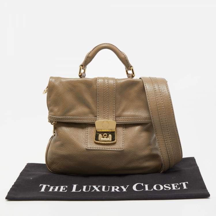 Pre Owned Marc by Marc Jacobs Beige Leather Foldable Top Handle Bag