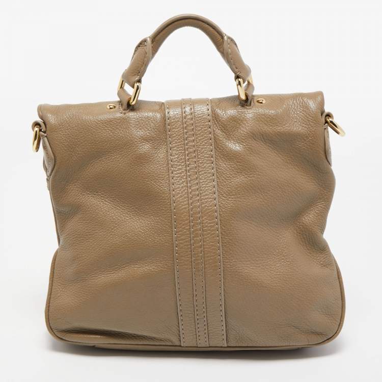 Pre Owned Marc by Marc Jacobs Beige Leather Foldable Top Handle Bag
