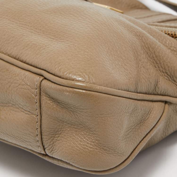 Pre Owned Marc by Marc Jacobs Beige Leather Foldable Top Handle Bag