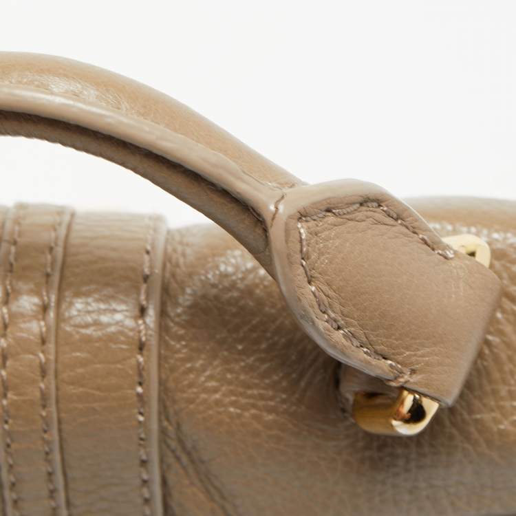 Pre Owned Marc by Marc Jacobs Beige Leather Foldable Top Handle Bag