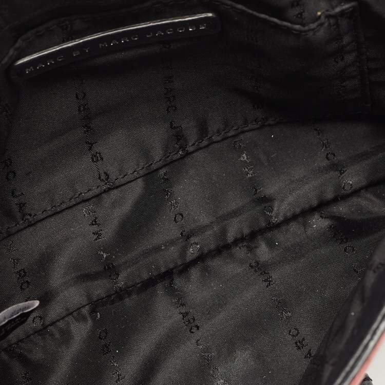 Pre Owned Marc by Marc Jacobs Red/Black Stripe Leather Percy Flap Crossbody Bag