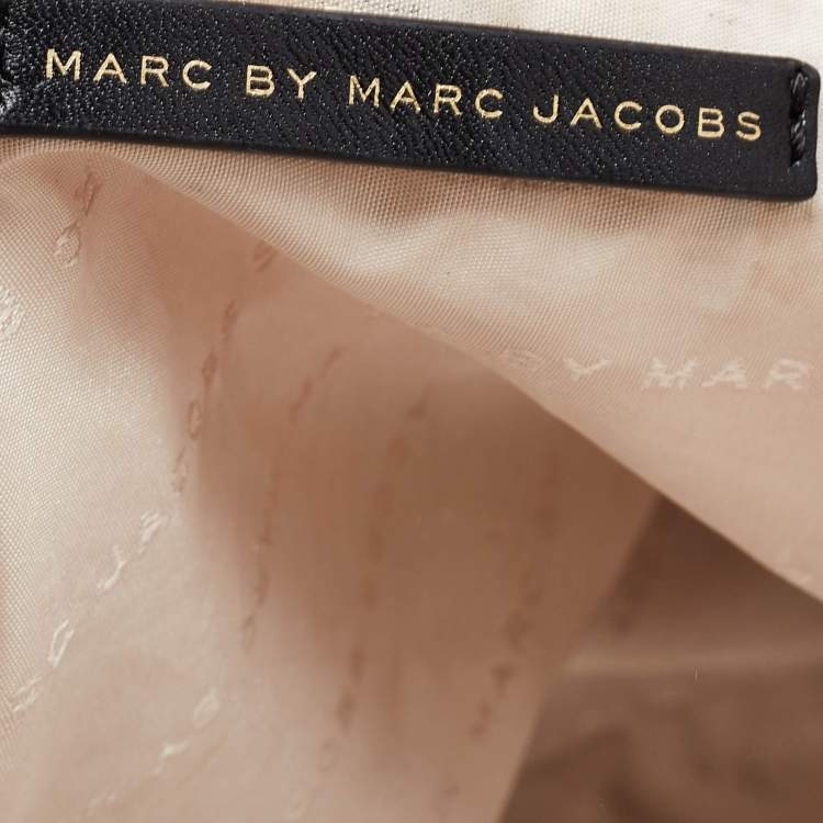 Pre Owned Marc by Marc Jacobs Black/Light Yellow Leather Zip Tote
