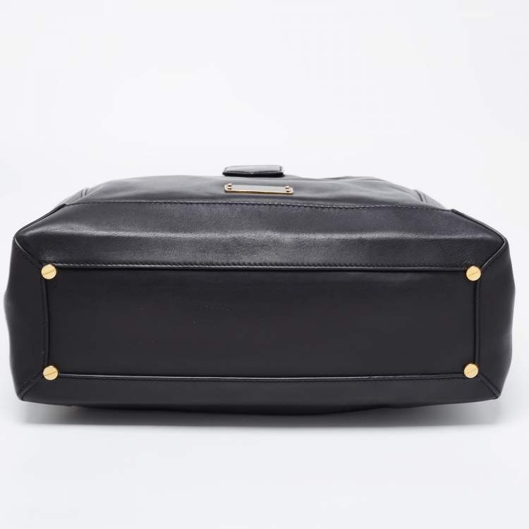 Pre Owned Marc by Marc Jacobs Black/Light Yellow Leather Zip Tote