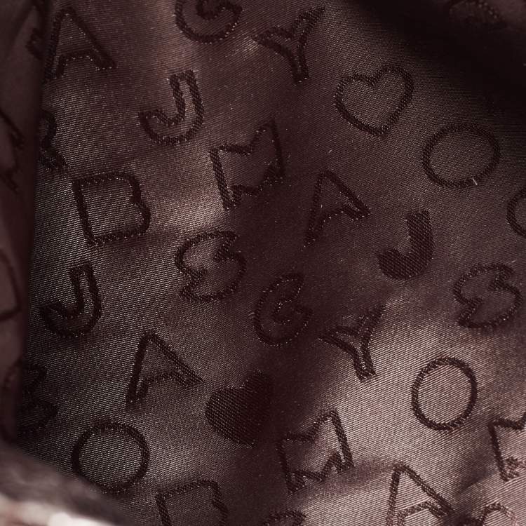 Pre Owned Marc by Marc Jacobs Metallic Silver Snakeskin Embossed Leather Foldover Clutch