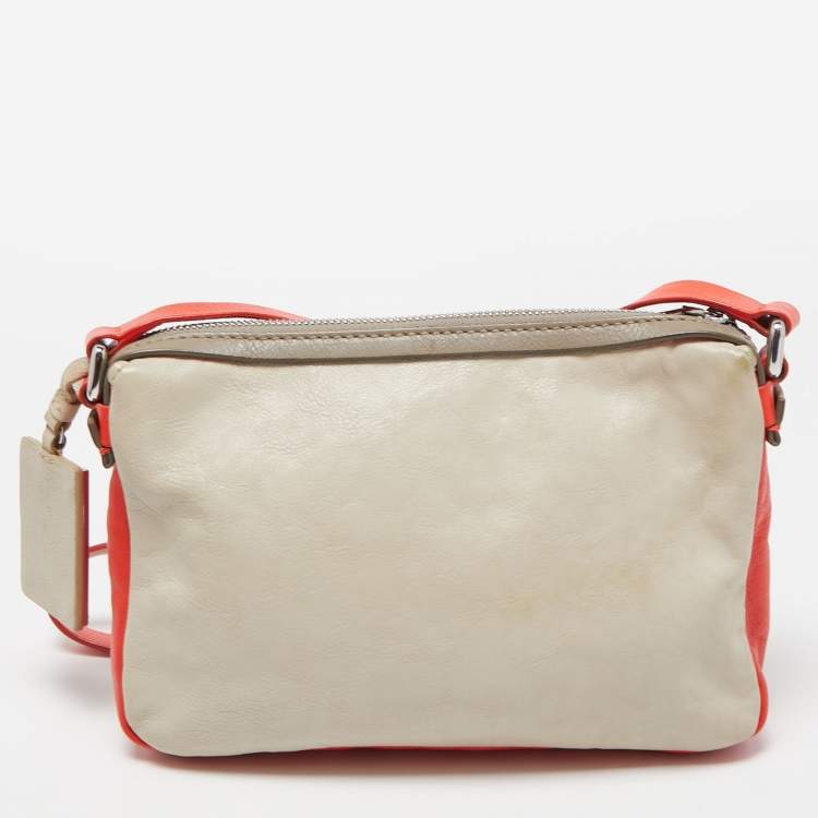 Pre Owned Marc by Marc Jacobs Grey/Red Leather Werdie Camera Crossbody Bag