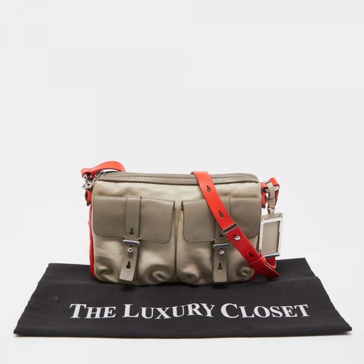 Pre Owned Marc by Marc Jacobs Grey/Red Leather Werdie Camera Crossbody Bag