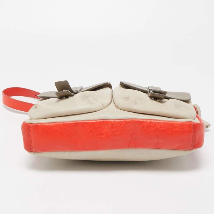 Pre Owned Marc by Marc Jacobs Grey/Red Leather Werdie Camera Crossbody Bag