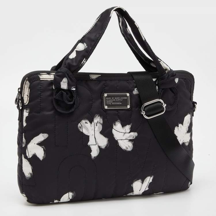 Pre Owned Marc By Marc Jacobs Black Printed Nylon Pretty 15 Laptop Bag