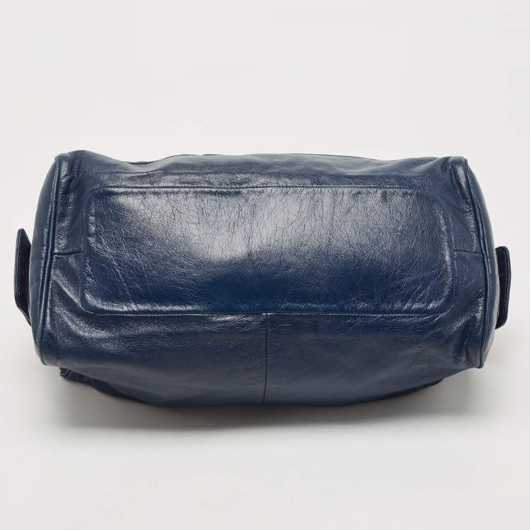 Pre Owned Marc by Marc Jacobs Navy Blue Leather Totally Turnlock Benny Satchel