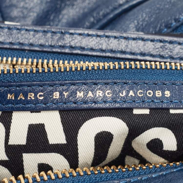 Pre Owned Marc by Marc Jacobs Navy Blue Leather Totally Turnlock Benny Satchel