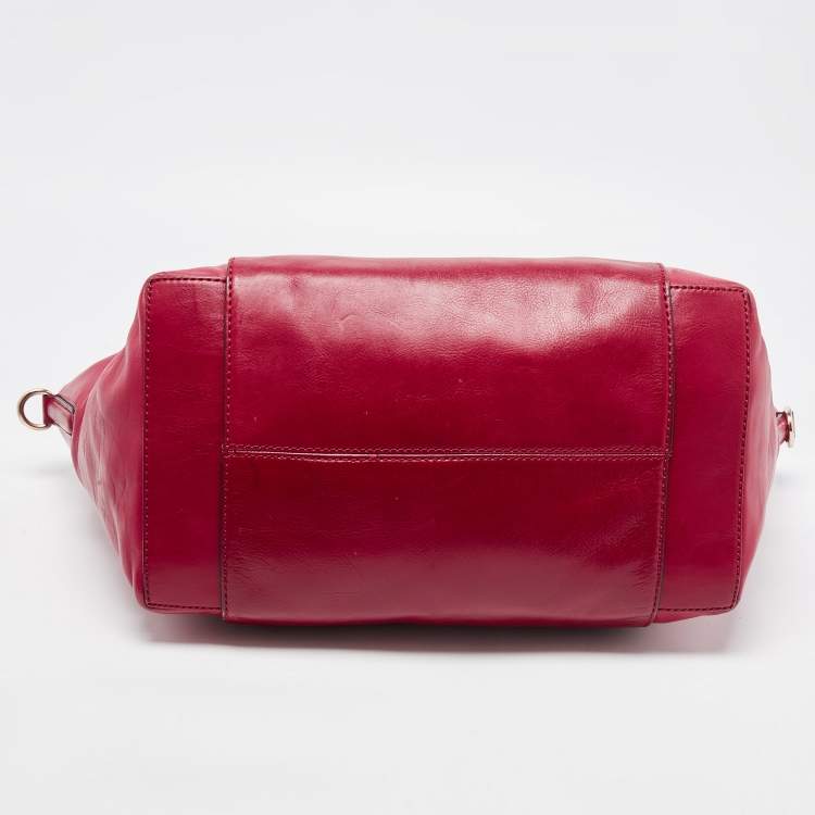 Pre Owned Marc by Marc Jacobs Red Leather Zip Shopper Tote