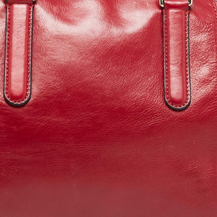 Pre Owned Marc by Marc Jacobs Red Leather Zip Shopper Tote
