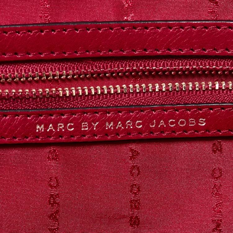 Pre Owned Marc by Marc Jacobs Red Leather Zip Shopper Tote